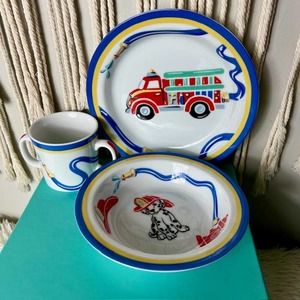 TIFFANY & Co. “FIRE STATION" Mug/Cereal Bowl/Plate 3 Piece Set BRAND NEW